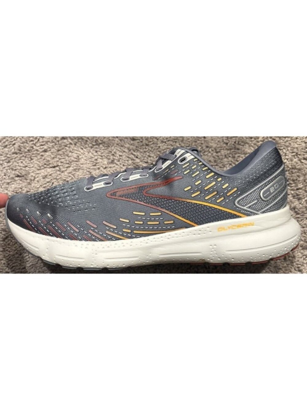 Brooks Glycerin 20 Grey White Men's Size 13 D Running Shoes Sneakers 1103821D034